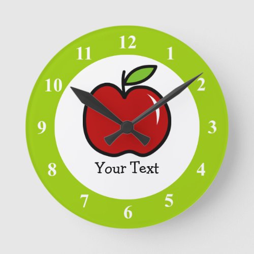 Red and green apple wall clock for school teachers