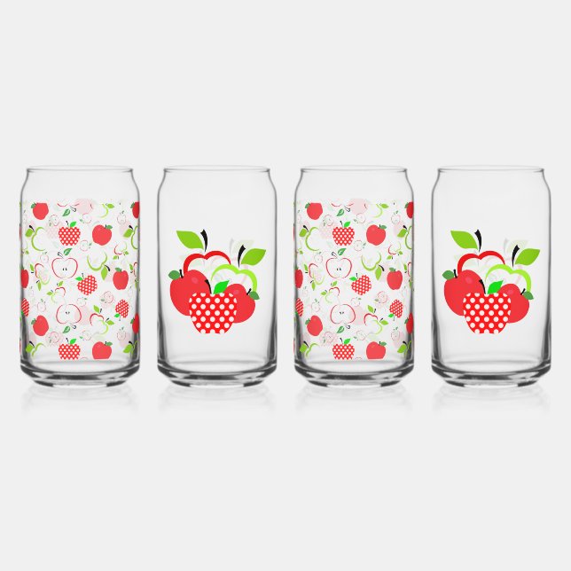 Red and Green Apples Can Glass (Front)