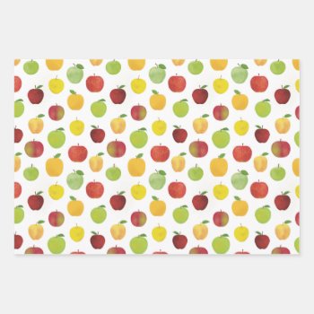 Red And Green Apples Fruit Pattern Wrapping Paper Sheets by cbendel at Zazzle