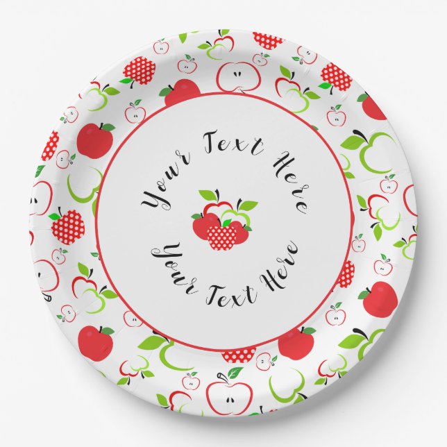 Red and Green Apples Paper Plates (Front)