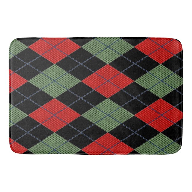 Red And Green Argyle Bath Mat (Front)