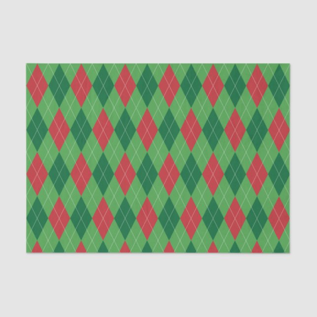 Red and Green Argyle Tissue Paper (Front)