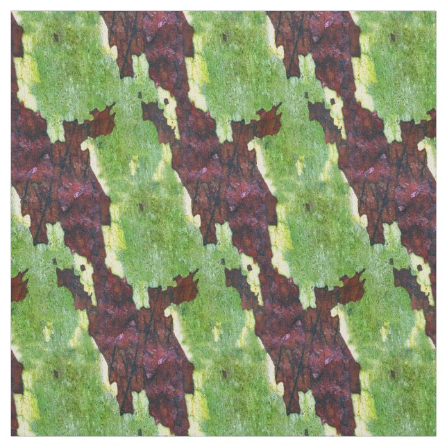 Red and Green Bark Stripes Fabric (Swatch)