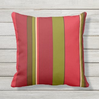 Red and Green Bold Stripe Abstract Outdoor Pillow