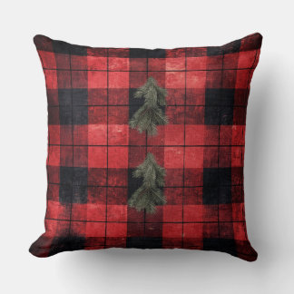 Red and Green Buffalo Plaid Christmas Throw Pillow