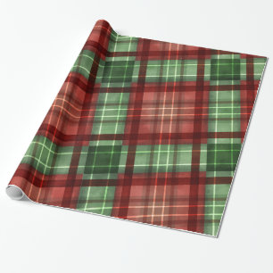 Red And Green Buffalo Plaid Holiday Christmas Wrapping Paper