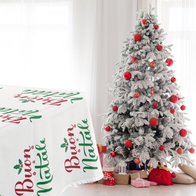 Red and Green Buon Natale Kitchen Dining Table  Tablecloth (Creator Uploaded)