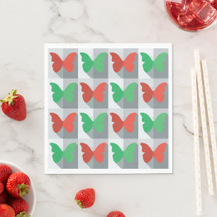 Red And Green Butterflies Napkins