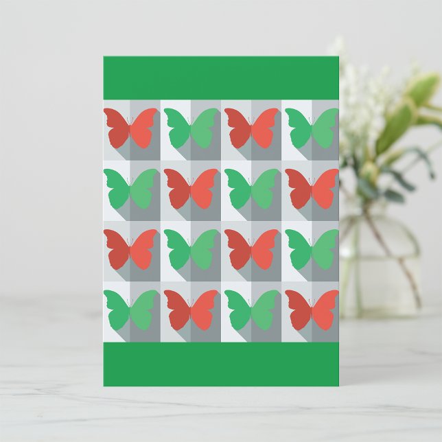 Red and Green Butterfly Pattern Invitation (Creator Uploaded)