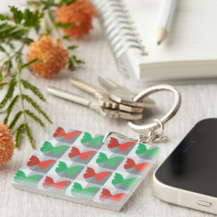 Red and Green Butterfly Pattern Keychain