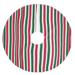 Red and Green Candy Cane Christmas Stripes Brushed Polyester Tree Skirt