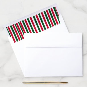 Red and Green Candy Cane Christmas Stripes Envelope Liner