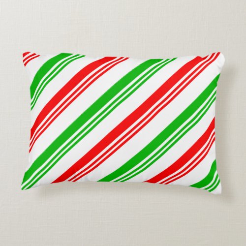 Red and Green Candy Cane Stripes Accent Pillow