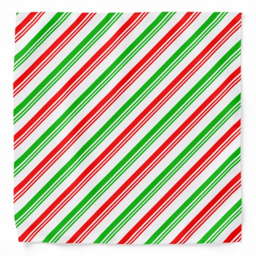 Red and Green Candy Cane Stripes Bandana