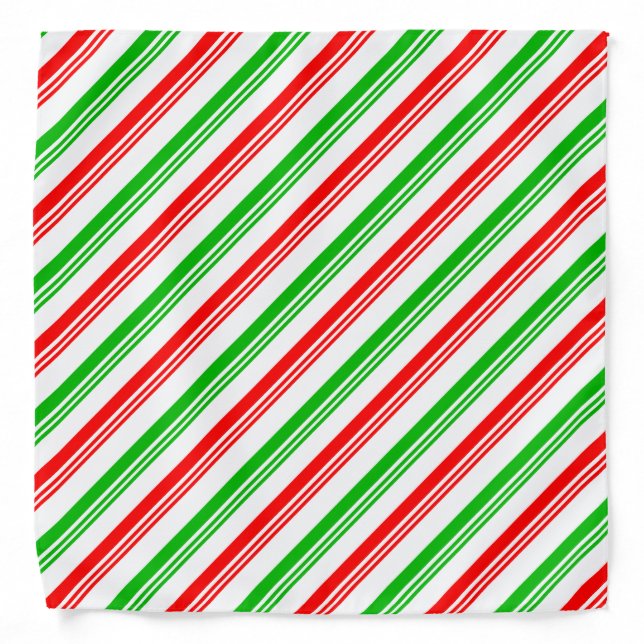 Red and Green Candy Cane Stripes Bandana (Front)