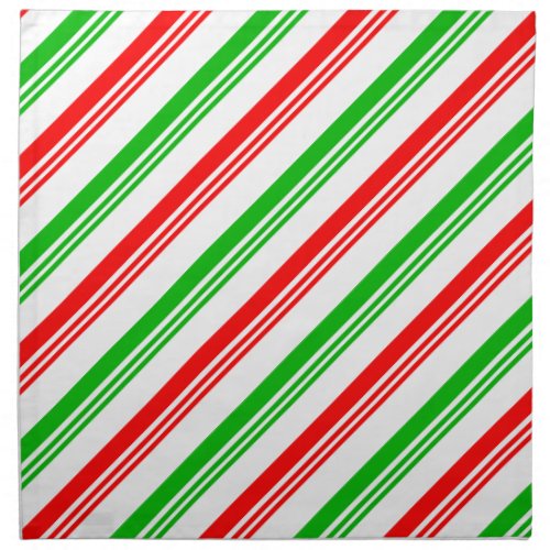 Red and Green Candy Cane Stripes Cloth Napkin