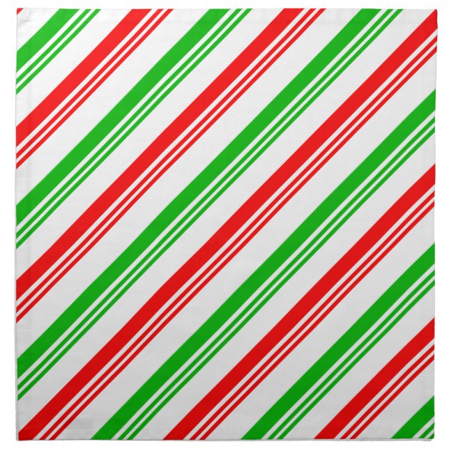 Red and Green Candy Cane Stripes Cloth Napkin (Front)
