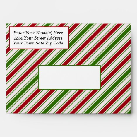 Red and Green Candy Cane Stripes Envelope