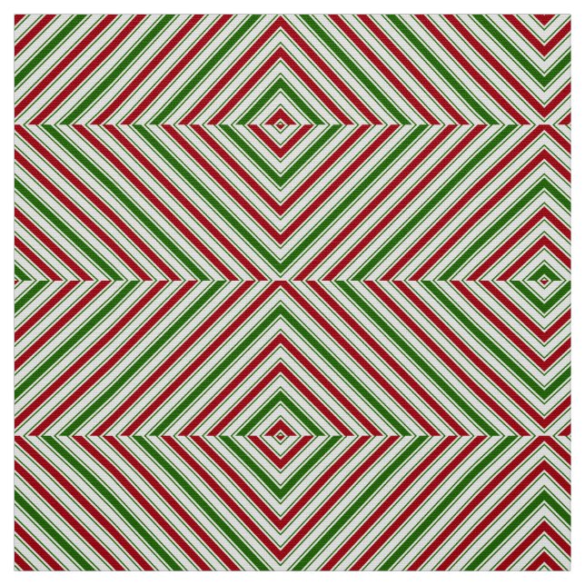 Red and Green Candy Cane Stripes Fabric (Swatch)