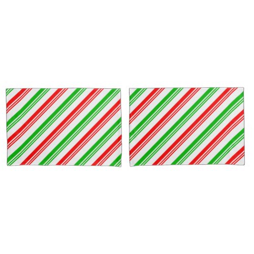 Red and Green Candy Cane Stripes Pillow Case