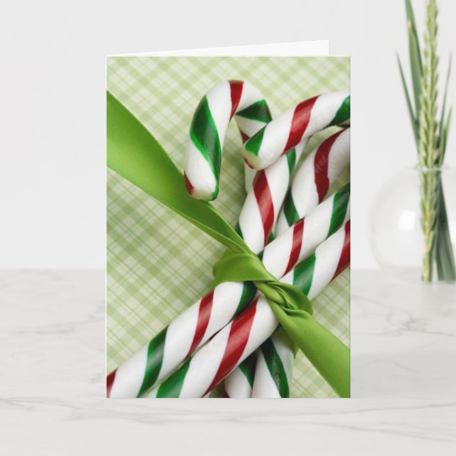Red and Green Candy Canes Christmas Card (Front)