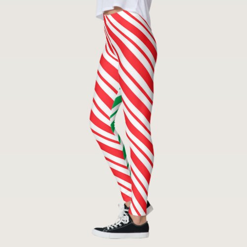 Red and Green Candy Stripes Leggings