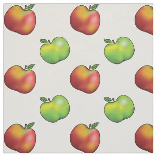 Red And Green Cartoon Apple Fruits Illustration Fabric