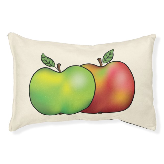 Red And Green Cartoon Apple Fruits Illustration Pet Bed (Front)