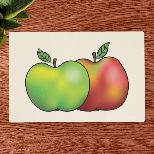 Red And Green Cartoon Apple Fruits Illustration Placemat