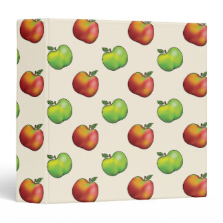 Red And Green Cartoon Apple Fruits Pattern 3 Ring Binder