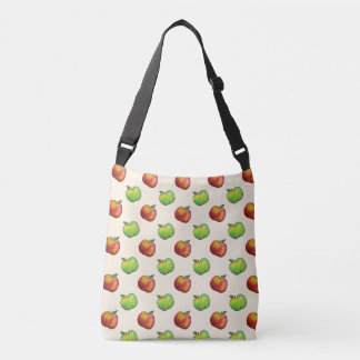 Red And Green Cartoon Apple Fruits Pattern Crossbody Bag