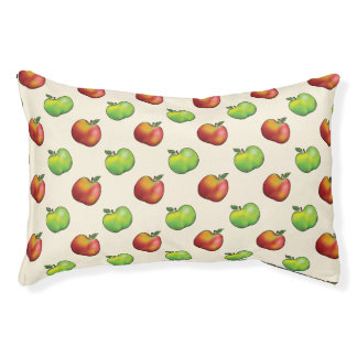 Red And Green Cartoon Apple Fruits Pattern Pet Bed