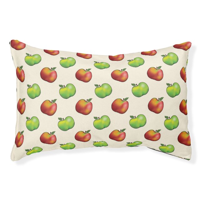 Red And Green Cartoon Apple Fruits Pattern Pet Bed (Front)