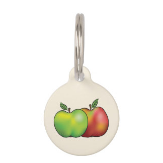 Red And Green Cartoon Apple Fruits &amp; Pet's Info Pet ID Tag