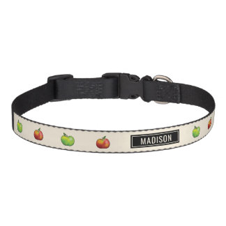 Red And Green Cartoon Apple Fruits With Name Pet Collar