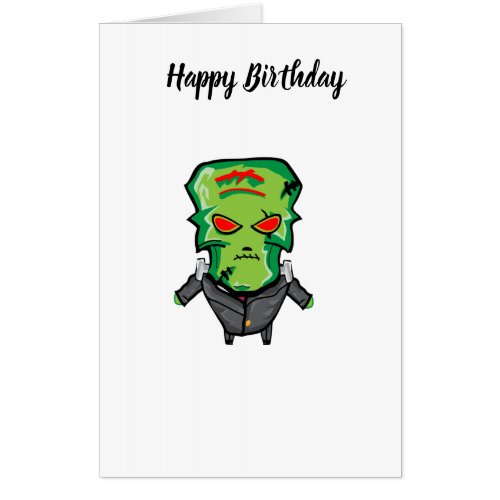 Red and green cartoon creepy monster card