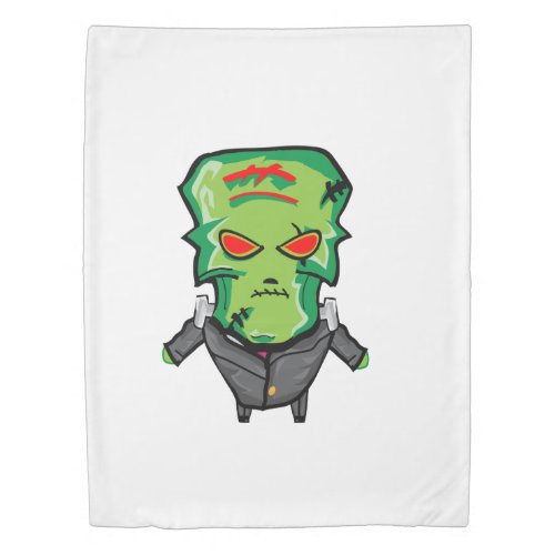 Red and green cartoon creepy monster duvet cover