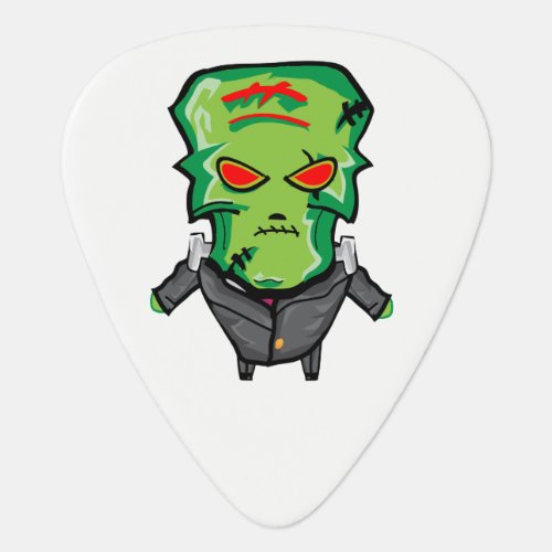 Red and green cartoon creepy monster guitar pick