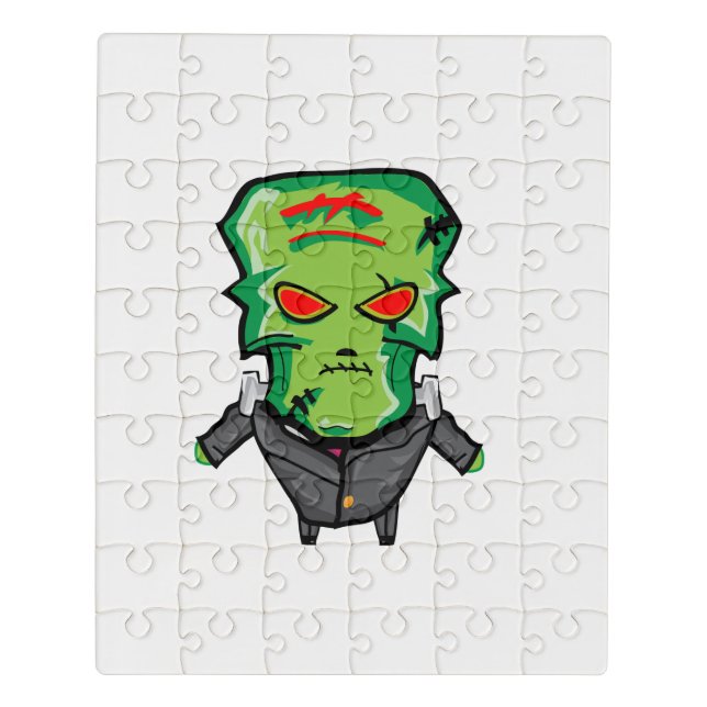 Red and green cartoon creepy monster jigsaw puzzle (Puzzle Vertical)