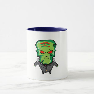 Red and green cartoon creepy monster mug