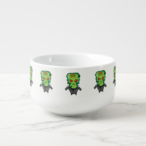 Red and green cartoon creepy monster soup mug