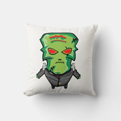 Red and green cartoon creepy monster throw pillow