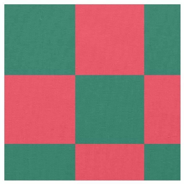 Red and green checkerboard pattern fabric (Close Up)