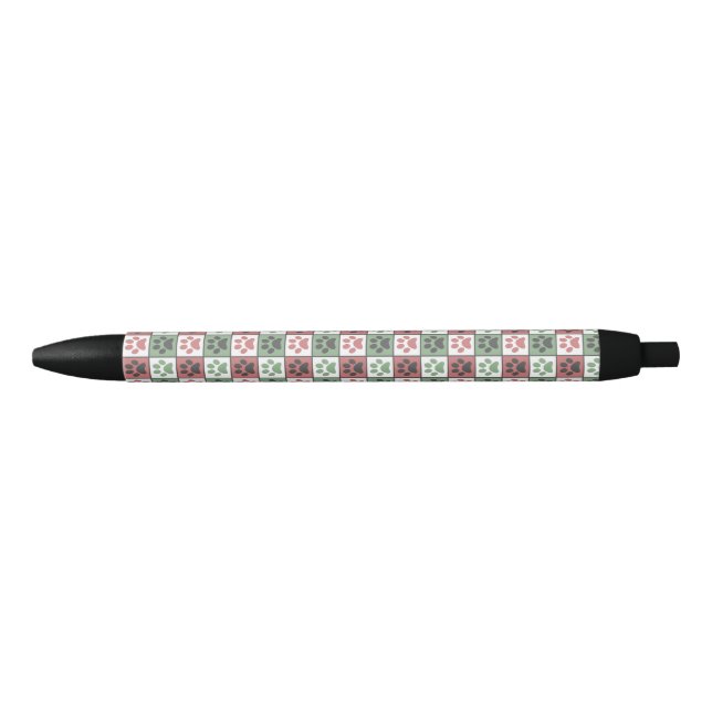 Red and Green Checkered Dog Paw Print Pattern  Pen (Front)