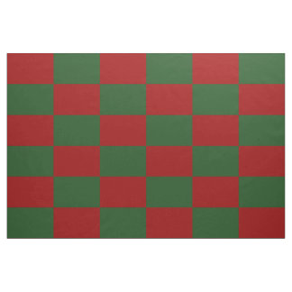 Red and Green Checkered Rectangles Christmas Fabric