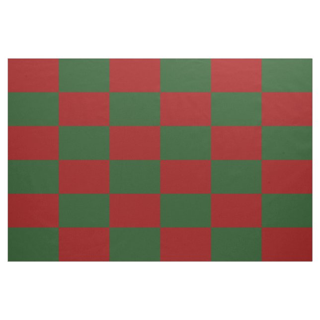 Red and Green Checkered Rectangles Christmas Fabric (Yard)
