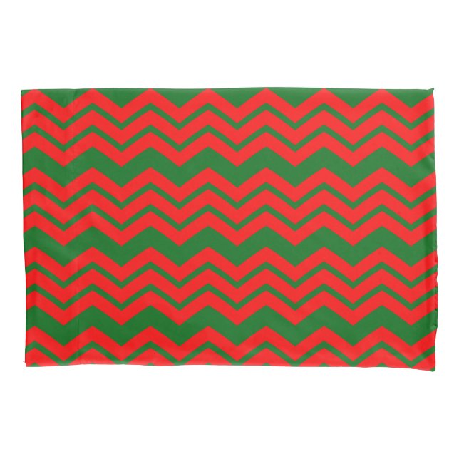 Red and Green Chevron Pattern Design  Pillow Case (Front)