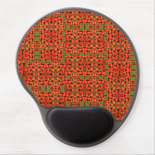 Red And Green Chili Patchwork, Gel Mousepad
