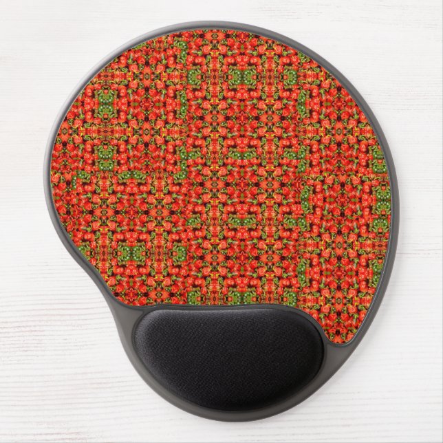 Red And Green Chili Patchwork, Gel Mousepad (Front)