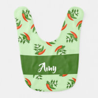 Red and green chili peppers pattern baby bib